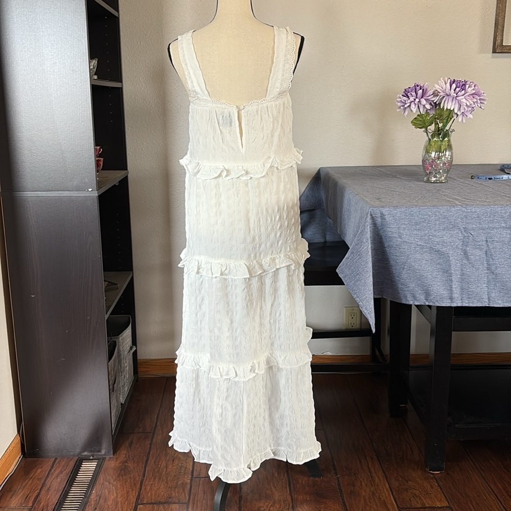 ASOS Women’s Sz 4 Layered Ruffle and Crochet Sun Maxi Dress - Picture 2 of 6